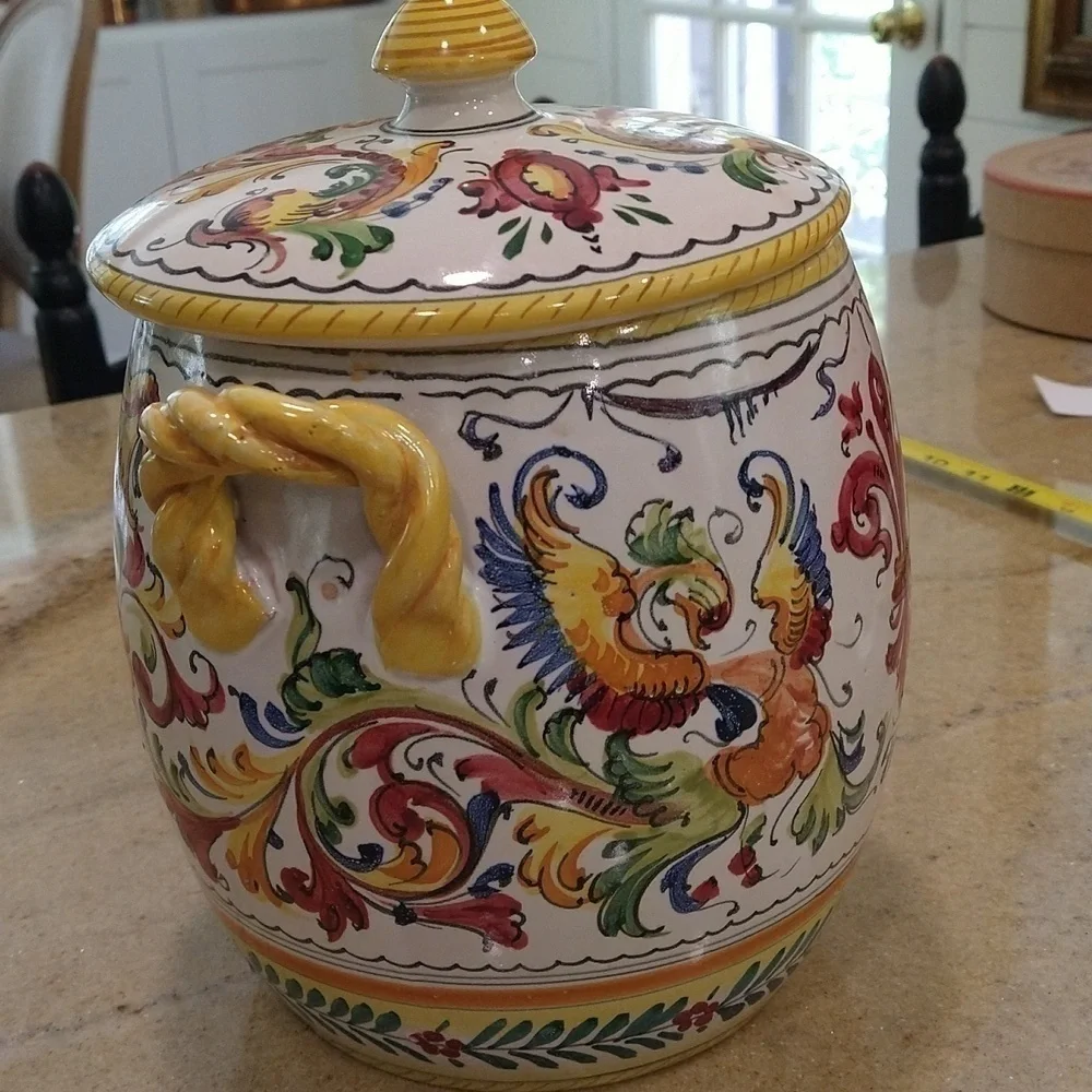 Vintage hand-painted Italian biscotti biscuit jar container